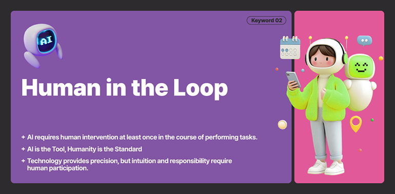 Human in the Loop AI requires human intervention at least once in the course of performing tasks. AI is the Tool, Humanity is the Standard Technology provides precision, but intuition and responsibility require human participation.